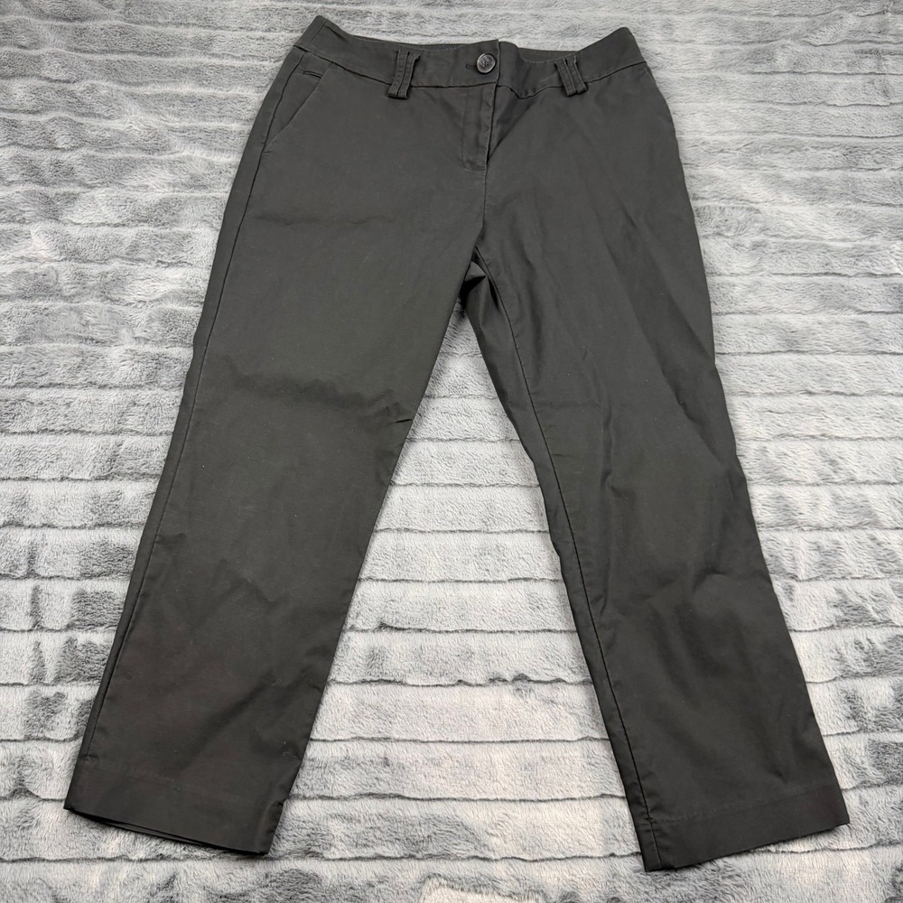 Ann Taylor LOFT Julie Pants Black Cotton Stretch Straight Leg Size 8 11942
